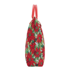 FDAW-XMAS-POIN| XMAS POINSETTIAS FOLDABLE REUSABLE GROCERY BAG