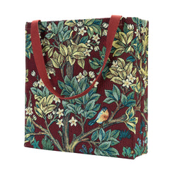 GUSS-ART-WM-TLRD | William Morris Tree of Life Red Foldable Gusset Shopping Bag - www.signareusa.com