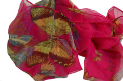 SC-BUTT-FUCH | Fuchsia 100% Pure Silk Butterfly Scarf - www.signareusa.com