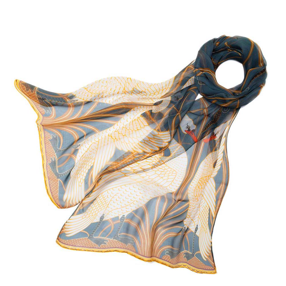 SC-SILK-WC-SWAN | 100% PURE SILK SCARF WALTER CRANE THE SWAN