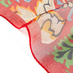 SC-SILK-WM-STRD | 100% Pure Silk William Morris Strawberry Thief Red Art Scarf