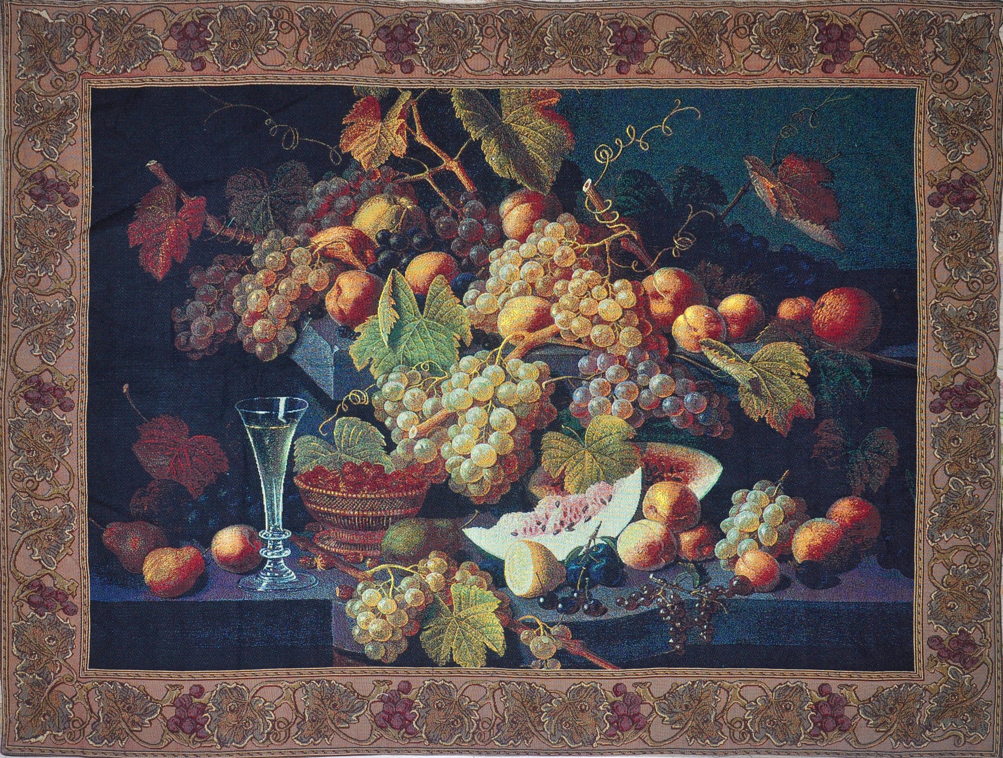 WH-G&W | GRAPE AND WINE  54 X 39 " INCH WALL HANGING TAPESTRY ART - www.signareusa.com