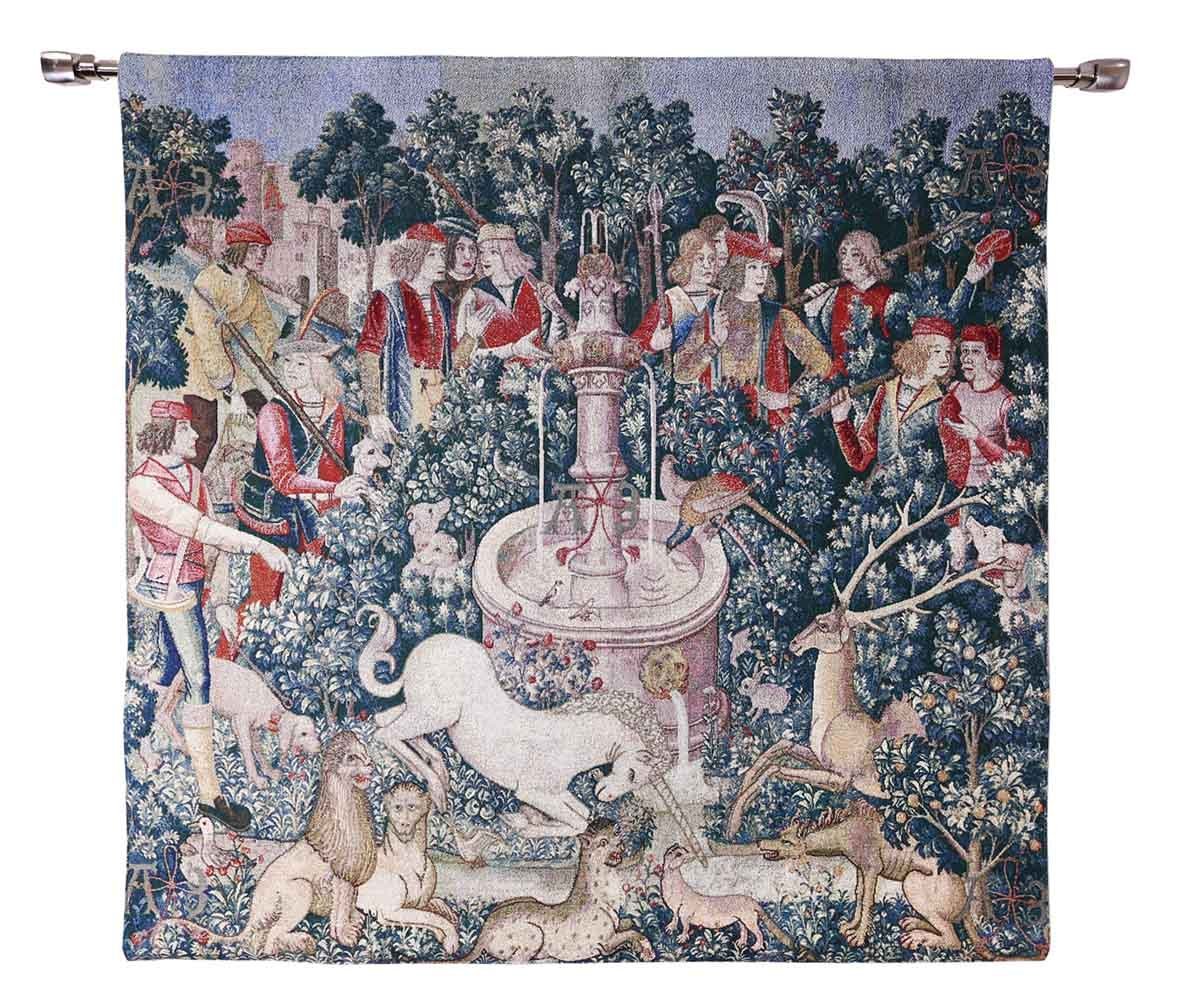 WH-HU | THE HUNT OF THE UNICORN 39 X 39 " INCH WALL HANGING TAPESTRY ART - www.signareusa.com