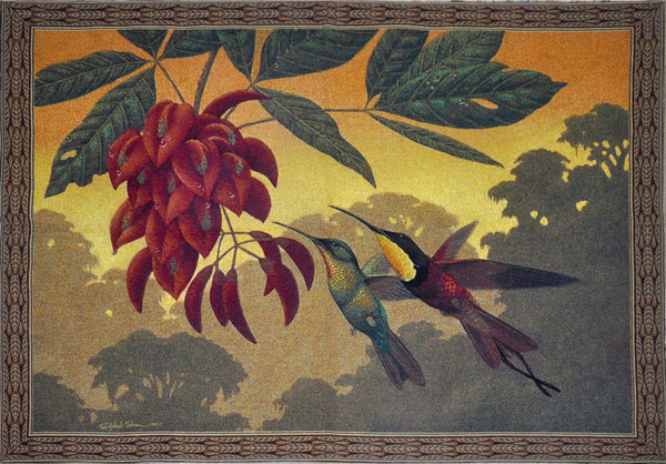 WH-KF | KISSING FLOWERS 52 X 36 " INCH WALL HANGING TAPESTRY ART - www.signareusa.com