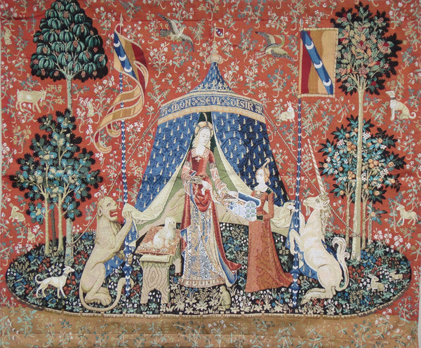 WH-LU-DE-SM | LADY AND THE UNICORN SMALL A MON SEUL DESIR 32 X 27 " INCH WALL HANGING TAPESTRY ART - www.signareusa.com