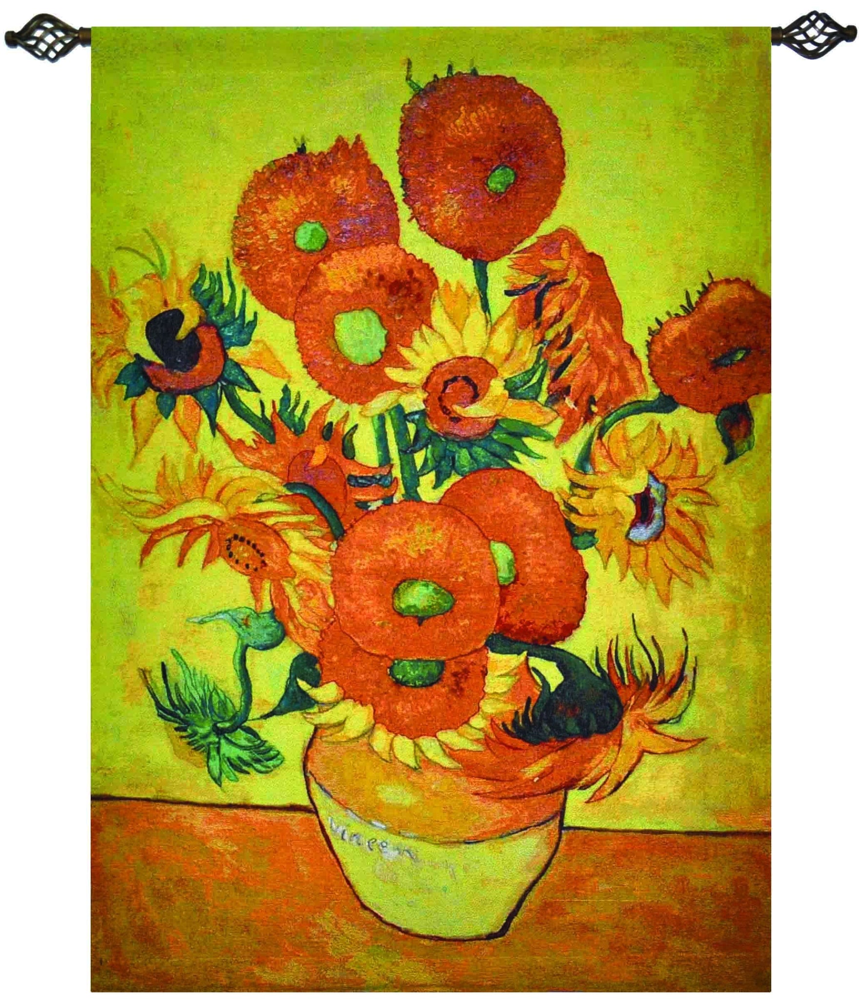 WH-VG-SF | VINCENT VAN GOGH SUNFLOWERS 37 X 55 " INCH WALL HANGING TAPESTRY ART - www.signareusa.com