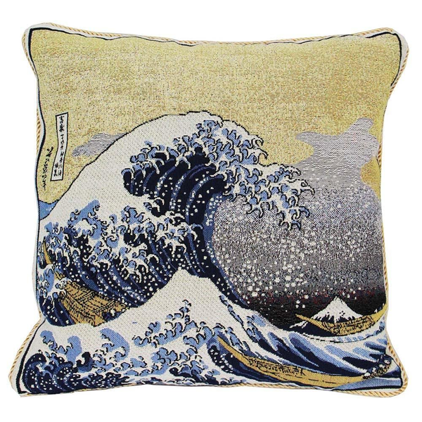 CCOV-ART-JP-WAVE | Hokusai Great Wave Pillowcase/CUSHION COVER | DECORATIVE DESIGN FASHION HOME PILLOW 18X18 INCH - www.signareusa.com
